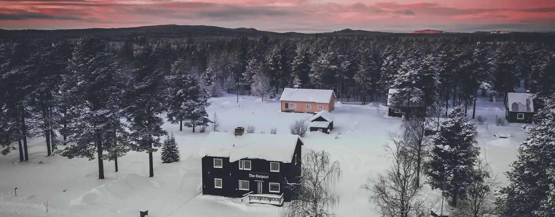 The aerial view of The Outpost Lodge, Lapland