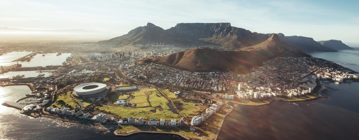 Aerial View of Cape Town with Table Mountain