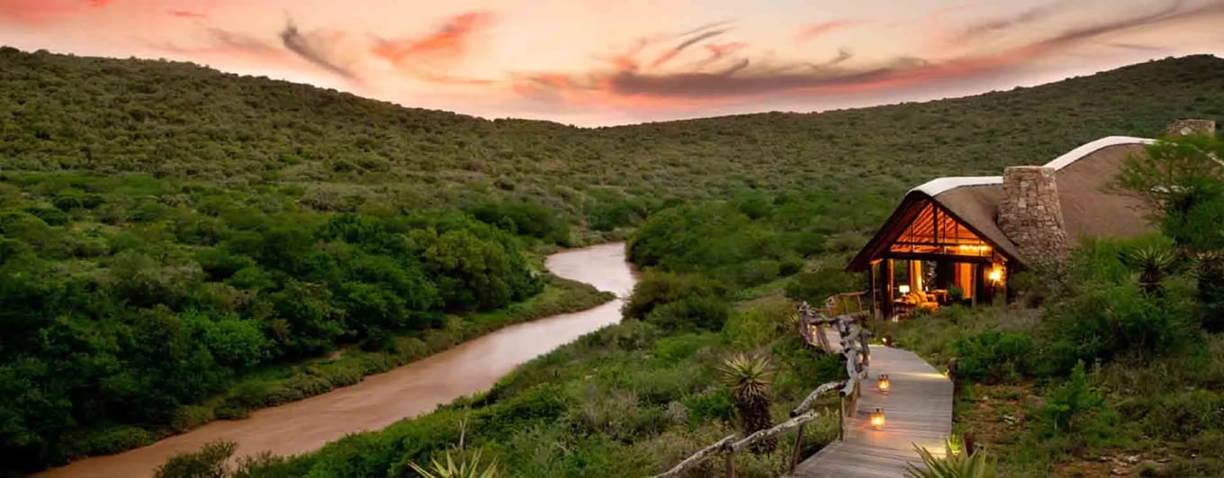 Aerial view of Kwandwe Great Fish River Lodge, South Africa