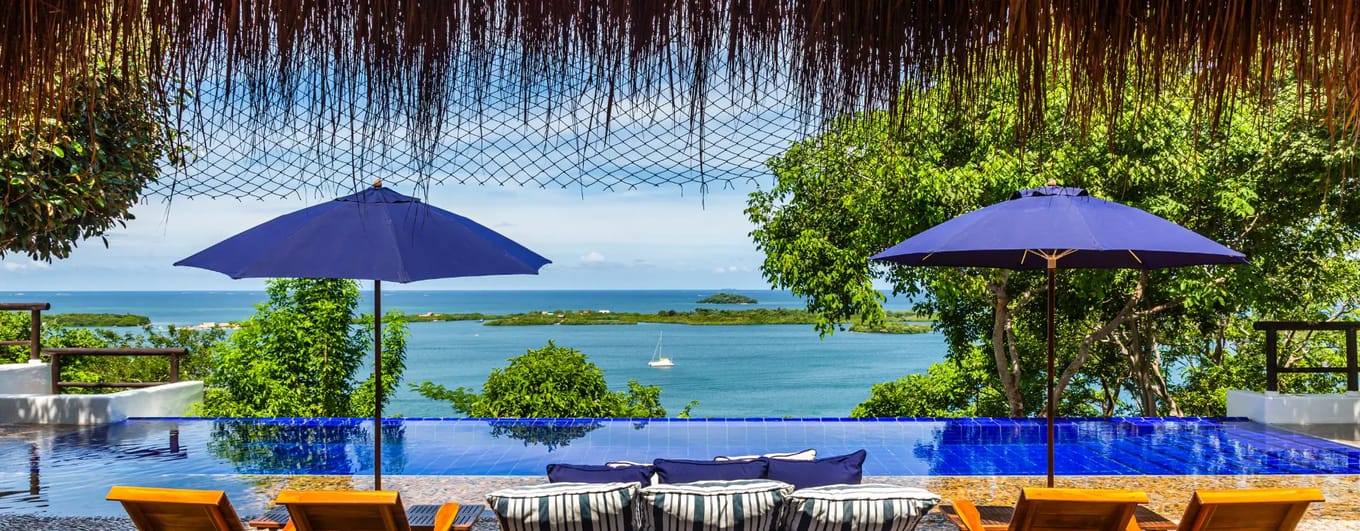 A view across the Baru Islands from a luxury hotel in Colombia