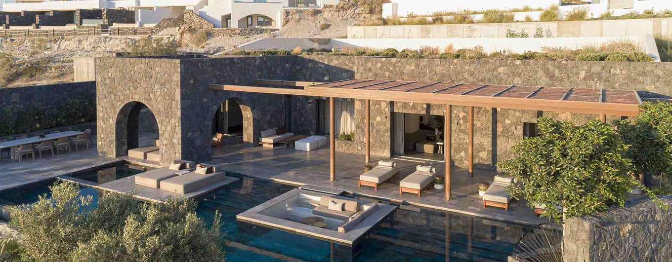 The exterior view with pool of Canaves Epitome, Greece