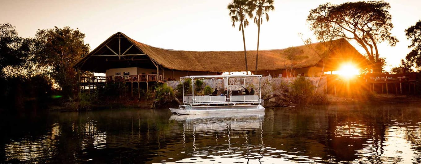 Exterior of Ila Lodge by the sunset