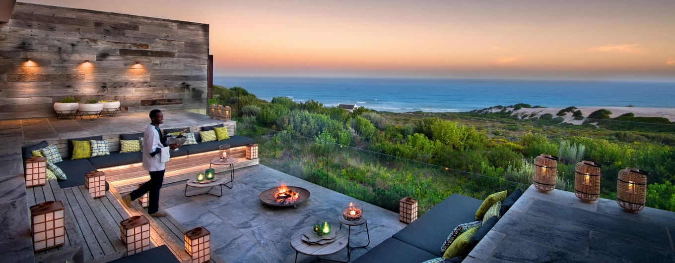 Outdoor terrace with panoramic view of Indian Ocean