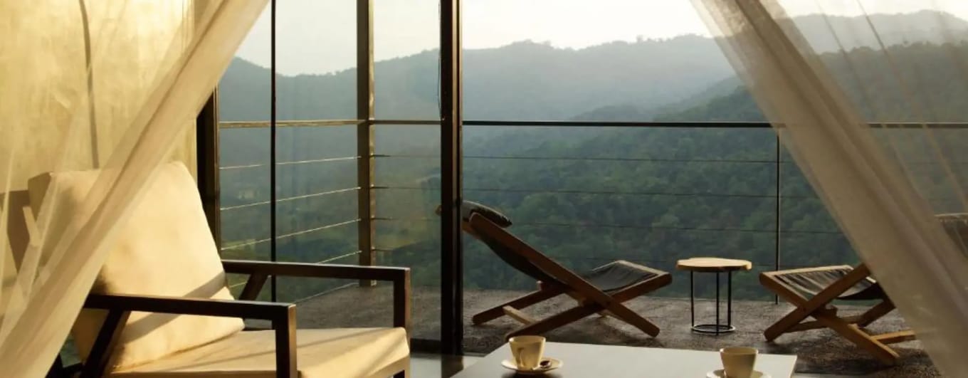 View from Santani Wellness overlooking Sri Lankan hill country