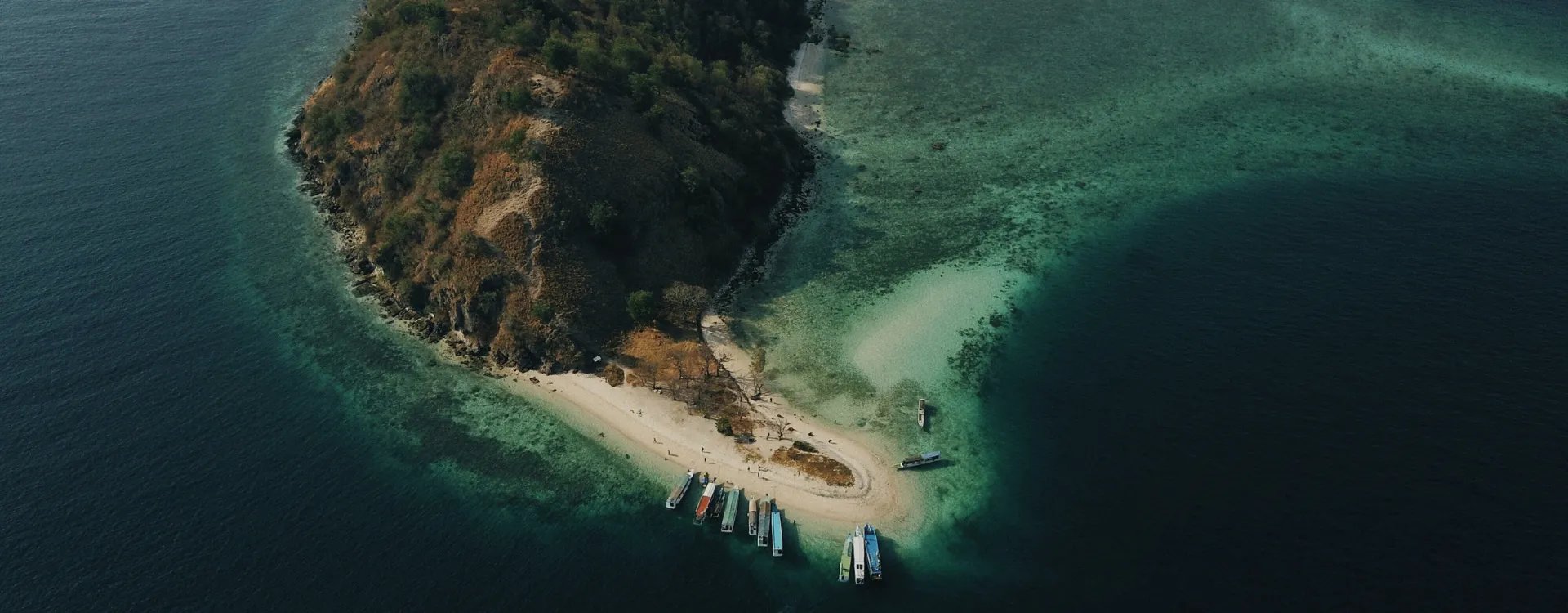 ariel view of a isolated island in komodo flores indonesia