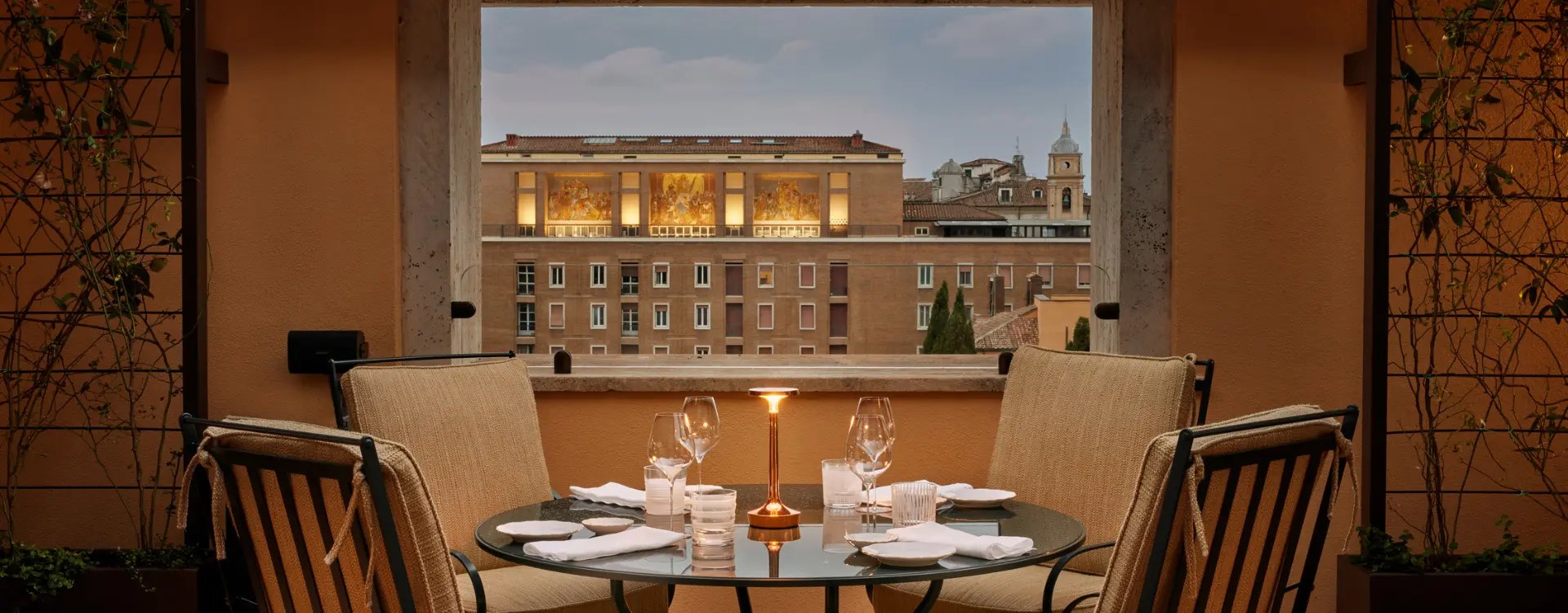 View from private dining room in Bvlgari Rome Hotel