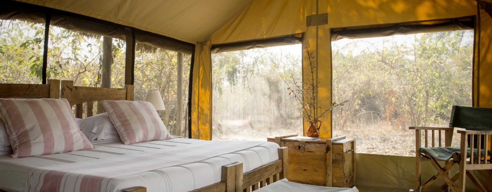 Tented bedroom at safari camp in Tanzania