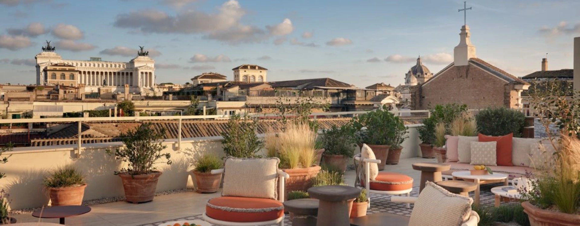 Rooftop bar with view of Rome