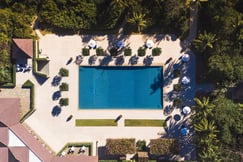 Aerial view of the swimming pool at Amanpulo