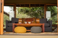 Lounge area in luxury safari camp