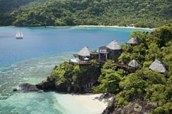 aerial view of a seaside villa in fiji