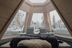 The interior of Cone Room at Aurora Safari Camp Sweden