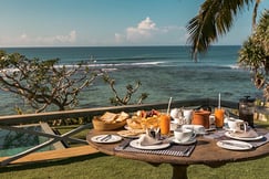 The dine set up with the ocean view at Suriyawatta, Sri Lanka