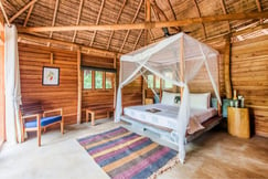 Double bed in Bungalow lodge at Gal Oya Lodge