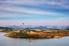 Aerial view of Gal Oya river and national park