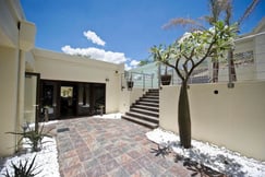 Outdoor terrace with palm tree