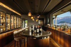 Long bar with panoramic views over Lake Como