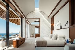 The bedroom interior in One&Only Kea Island, Greece