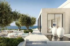 The lounge with beach view in One&Only Kea Island, Greece