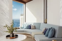 The living room of a private villa in One&Only Kea Island, Greece