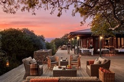 Sunset view from the main lounge at Kwandwe Ecca Lodge, South Africa