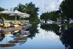 The main pool at Raffles Praslin, Seychelles