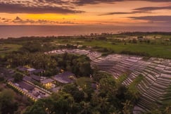 Aerial shot of luxury Bali hotel