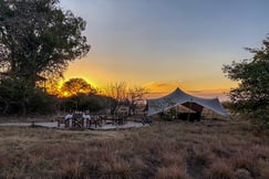 Dining set-up the outdoor area of Ntemwa-Busanga Camp