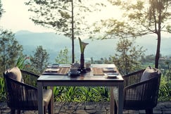 Outdoor dining setup at Goatfell, Sri Lanka