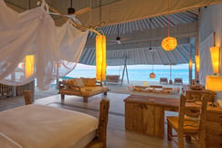 The interior of Overwater Hideaway Villa