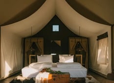 Double bed in luxurious tented accommodation in the Colca Canyon