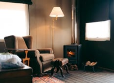 Luxurious tented accommodation in the Colca Canyon with woodburner and armchair