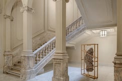 The marble staircase in main hotel lobby