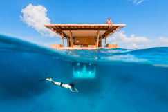 Divng on Pemba Island next to the Underwater room at The Manta Resort