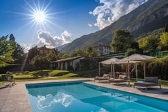 Swimming pool overlooking the Alps at Villa Sola Cabiati