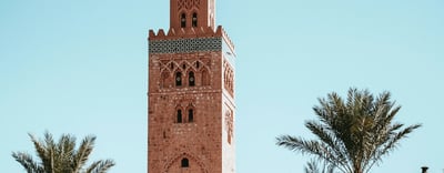 image of mosque with palm trees