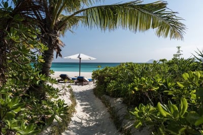 View of the beach at Amanpulo