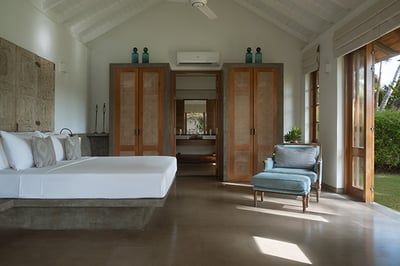 The bedroom with garden view at Kirana Santani Villa, Sri Lanka