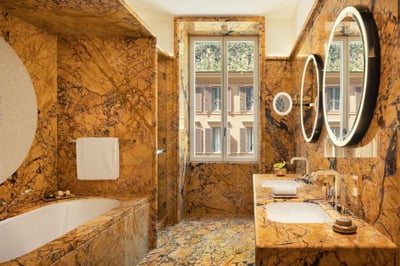 Luxurious marble bathroom in hotel in Rome