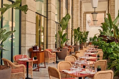 Cafe terrace of luxury Rome hotel