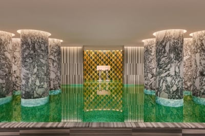 Marble clad spa at luxury Bulgari Hotel Rome