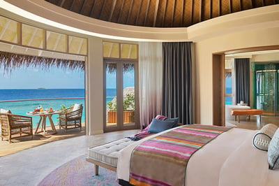 Master bedroom in the Mansion at The Nautilus Maldives