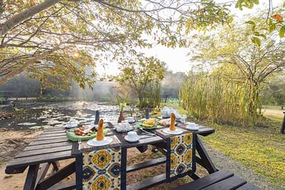 Outside dine setting at Leopard Trails Wilpattu