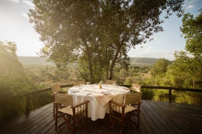 Outside dining table at Serian The Original tented camp