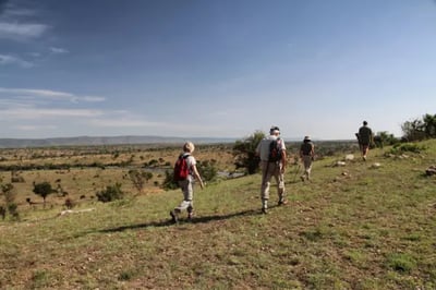 Walking across the Serengeti with a guide