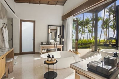 Bathroom of luxury Seychelles hotel