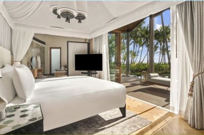 Bedroom at luxury Seychelles hotel