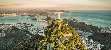 1 Palms and Two Brothers Mountain on Ipanema beach in Rio de Janeiro. Brazil