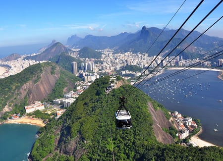 2 Palms and Two Brothers Mountain on Ipanema beach in Rio de Janeiro. Brazil