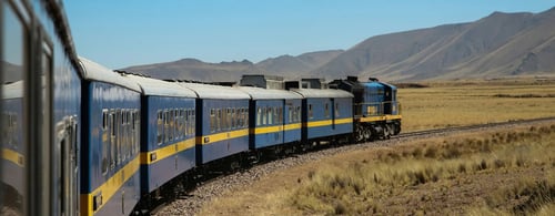 A train travelling through Peru's mountains